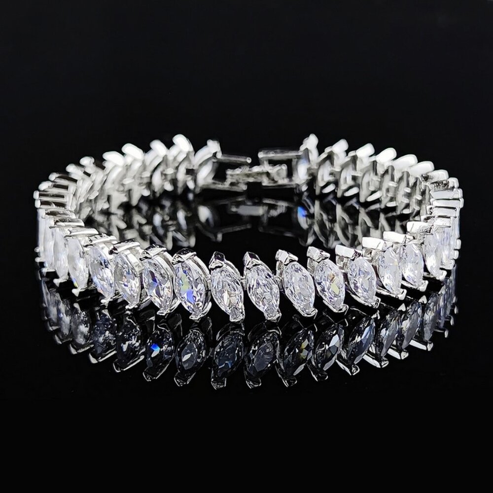 Solid Sterling Silver 2ct Oval Diamond Womens Tennis Bracelet Ladies Jewelry 7"